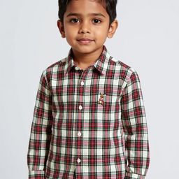 The Lion and The Fish Boys Relaxed Fit Tartan Checked Spread Collar Cotton Casual Shirt-image-17