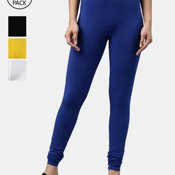 FRENCH KLEIDER Girls Pack Of 4 Solid Churidar-Length Leggings-image-47