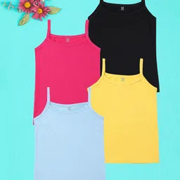 NUSYL Girls Pack Of 4 Cotton Camisoles-picture-26