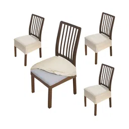 HOKIPO Beige 4 Pieces Velvet Chair Covers-image-49