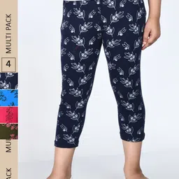 IndiWeaves Girls Pack Of 4 Printed Cotton Capris-image-5
