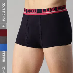 Lux Cozi Men Pack Of 4 Assorted Pure Cotton Mid-Rise Trunks-21