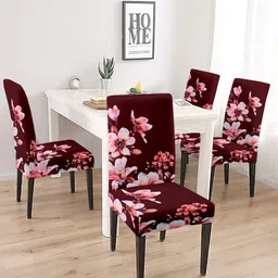 Cortina Set Of 4 Red Printed Chair Covers-image-35