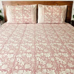 Feels Like Home Pink & White Floral 300 TC Cotton King Bedsheet Set 2.74 m x 2.74 m-8
