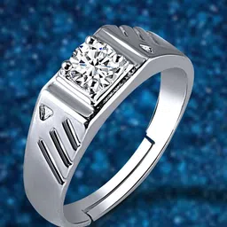 The Roadster LifestyleCo Silver-Plated American Diamond StuddedFingerRing-67