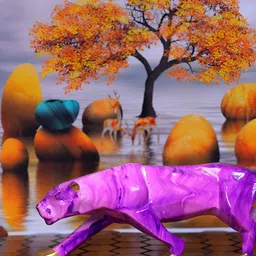 Aura Purple & Gold Toned Jaguar Figurine Showpiece-image-10