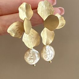 Anouk Korean Gold Plated Pearls beaded Contemporary Drop Earrings-41
