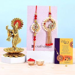 CraftVatika 5-Pcs Rakhi With Showpiece &Tilak With GreetingCard-3