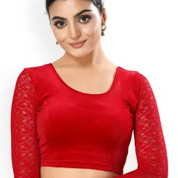 VAMAS - THE DESIGNER BLOUSES Round Neck Non-Padded Stretchable Saree Blouse-image-75