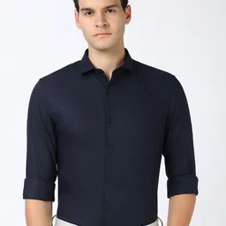 Peter England Men Super Spread Collar Solid Cotton Slim Fit Formal Shirt-image-44