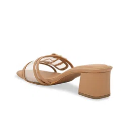 CAI Embellished PU Block Mules with Buckles image 5