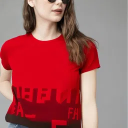 MACK JONNEY Women Printed Extended Sleeves Applique T-shirt-image-1