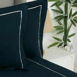 Triani Blue & White 400 TC Bedsheet with 2 Pillow Covers-image-95