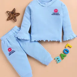 I LOVE MOM Girls Blue Cotton Blend Long Sleeves Round Neck Causal Co-Ords Set-picture-4