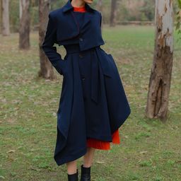 Romaji Women Mock Collar Neck Trench Coat-image-54