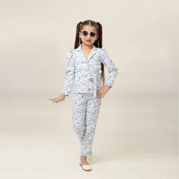 Ishti Girls Abstract Printed Lapel Collar Top With Trousers-image-101