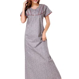 Soulemo Women Floral Printed Pure Cotton Maxi Nightdress-picture-40