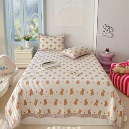JC HOME Printed 162 TC Double Queen Bed Cover With Pillow Covers-image-26