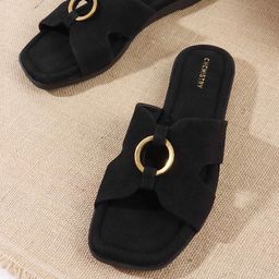 Chemistry Women Open Toe Flats With Buckles-picture-3