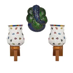 Somil Indore Mosaic Decorative Lamp Combo of Matching Wall Lamp & Blessing God Ganesh Wall Lamp, Multi Compatible with LED, Size: 14.5 X 14.5 X 28 Cm, Pack of 3.-image-19
