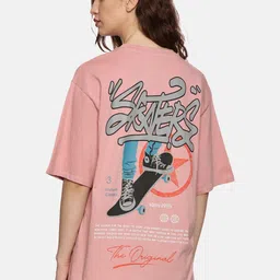 MORSE CODE Women Graphic Printed Round Neck Cotton Oversized T-shirt-52