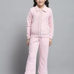 Monte Carlo Girls Self Design Shirt Collar Sweatshirt & Trousers-image-31