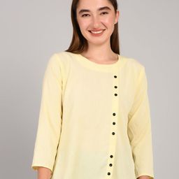 MAYKR Top Women Round Neck Shirt Styled Top with Button-Down Detail-picture-0