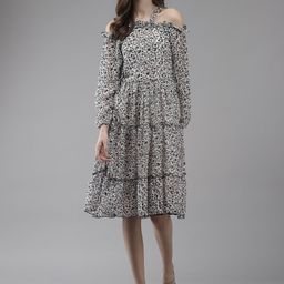 BAESD Women's Floral Print Cold-Shoulder  Fit & Flare Dress-picture-44