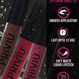 PRIVIU Set Of 4 Hydra Matte Smudge-Proof Liquid Lipsticks - 4 ml Each image 3