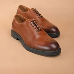 The Brown Hide Men Leather Formal Oxfords-image-10