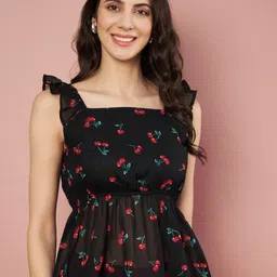 SZN Floral Print Ruffles Georgette Peplum Top-picture-46