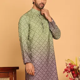 Jompers Men Floral Printed Sequinned Floral Kurta-image-95