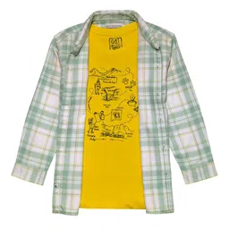 Gini and Jony Boys Comfort Fit Tartan Checked Spread Collar Cotton Casual Shirt-image-66