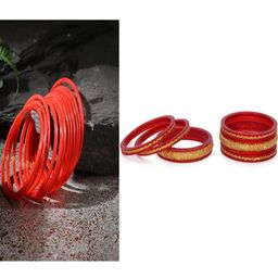 SOMIL Set Of 18 Artificial Stones and Beads Glass Bangles-image-71