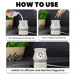 PEEPALCOMM 3Pcs White Electric Damru Shaed Diffuser With Sandalwood Oils - 10 ml Each image 3