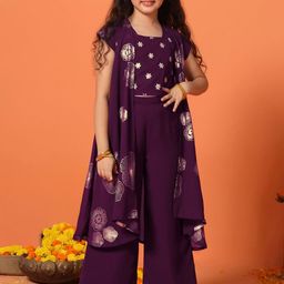 FASHION DREAM Floral Embroidered Square Neck Top With Palazzo With Shrug-image-20