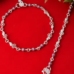 Sangria Stainless Steel Silver-Plated Anklet-image-66