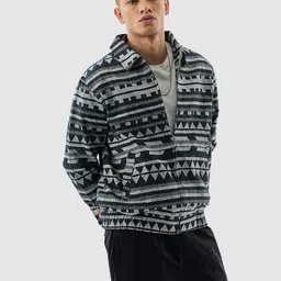 Snitch Men Geometric Bomber Jacket-13
