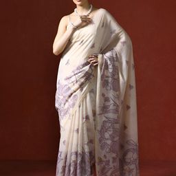 Mitera Floral Printed Chanderi Saree-picture-1