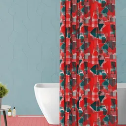 ArtzFolio Red & Green Printed Waterproof Shower Curtain-14