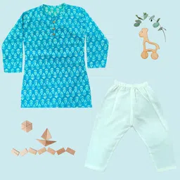 AHC Kids Floral Printed Pure Cotton Kurta with Pyjama-picture-46
