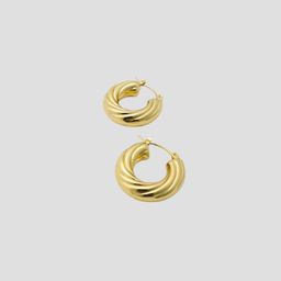 ANJNI CREATION Gold-Plated Circular Shaped Half Hoop Earrings image 3