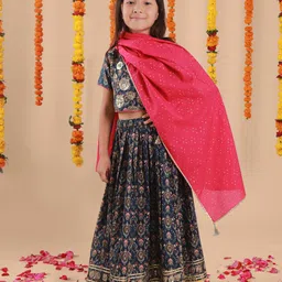 Sangria Girls Printed Lehenga With Choli & Dupatta-picture-23