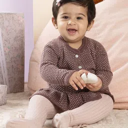THE BABY TRUNK Girls Button-Down Knitted Peplum Cardigan-12