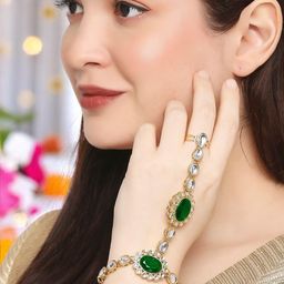 OOMPH Women Kundan Handcrafted Ring Bracelet-22