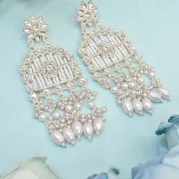 MEIRA JEWELLERY Artificial Stones Studded & Beaded Contemporary Drop Earrings-picture-25