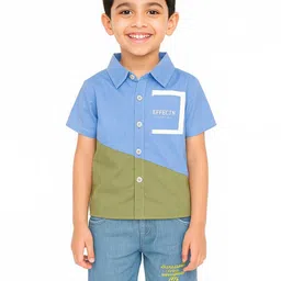 POP STREET KIDS Boys Colourblocked Short Sleeves Shirt With Shorts-44