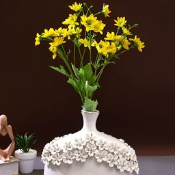 TAYHAA Yellow 2 Pieces Daisy Artificial Flower With Pot-46