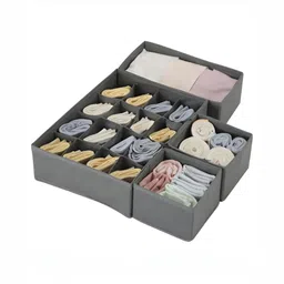 HOUSE OF QUIRK Grey Set of 4 Regular Drawer Organiser Organisers-18