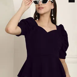 Metronaut Women Pack of 2 Puff Sleeve Peplum Top-picture-21